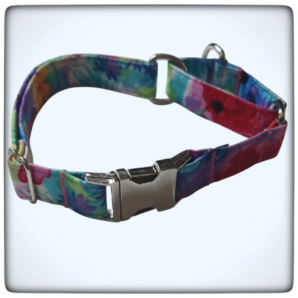 TerrifiCollars Colorful Floral Dog Martingale Collar-Large 18